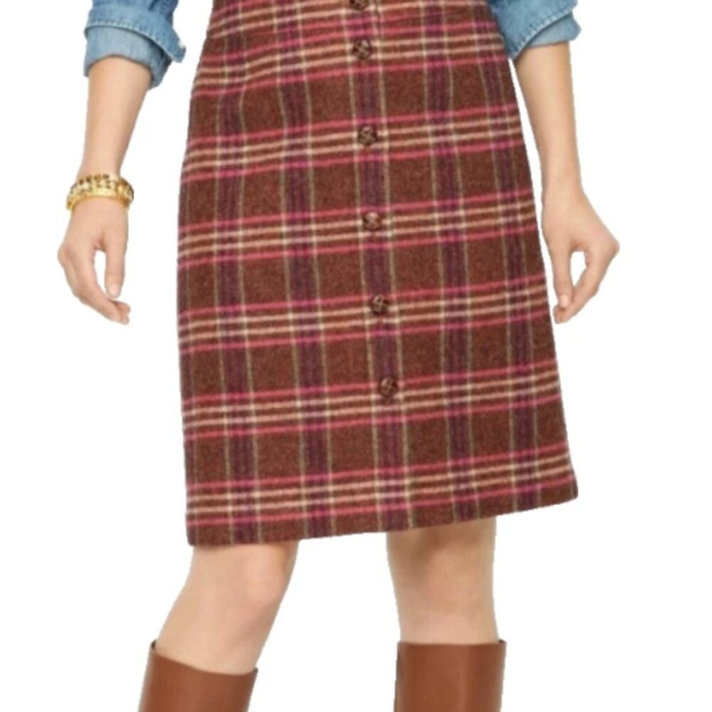 Talbot's Wool Blend Plaid‎ A-Line Skirt Women's Sz 14 New Girl